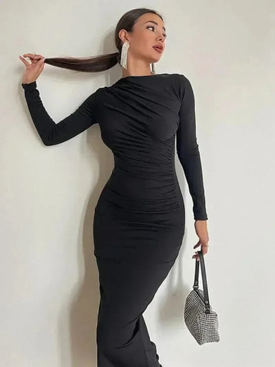 Mocarra | Langärmeliges Kleid mit Winterfalten