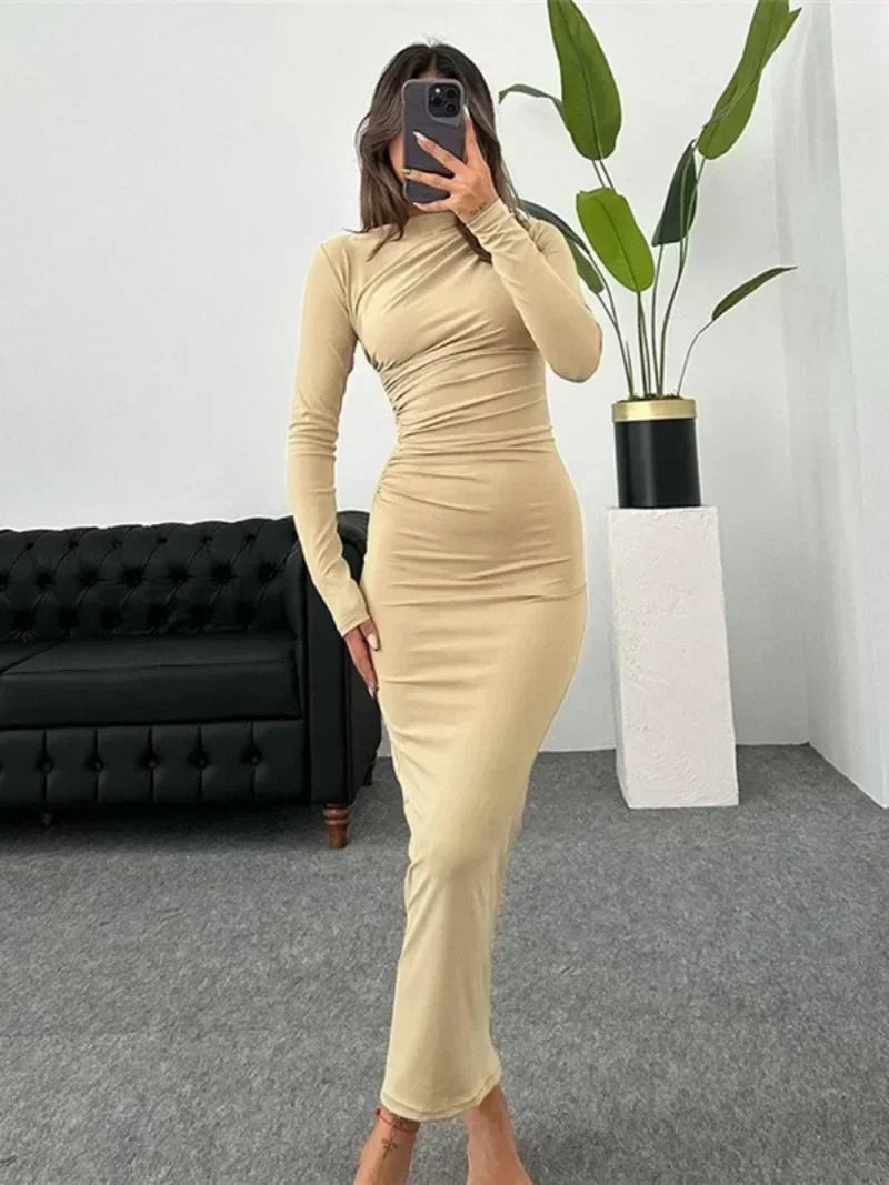 Mocarra | Langärmeliges Kleid mit Winterfalten