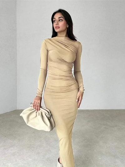 Mocarra | Langärmeliges Kleid mit Winterfalten