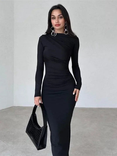 Mocarra | Langärmeliges Kleid mit Winterfalten