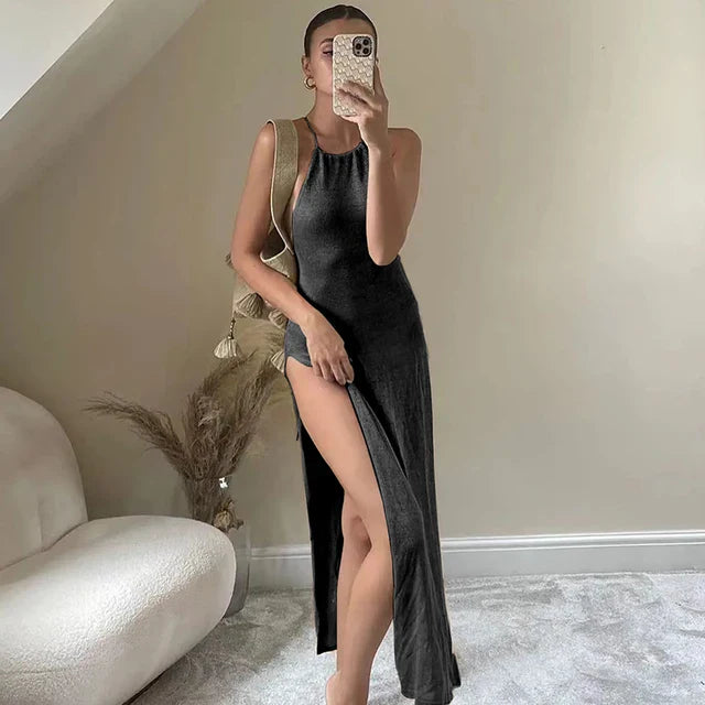 Mocarra | Chic Cover-up Strand sexy see-through maxi Schlitz Bodycon Sommerkleid