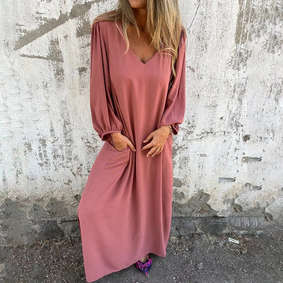 Mocarra | Lockeres Sommerkleid mit V-Ausschnitt und Laternenärmeln