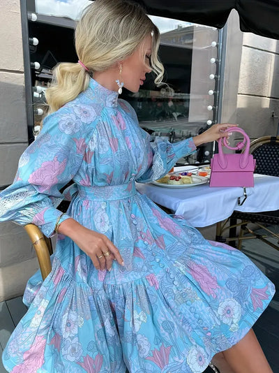 Mocarra | Kleid mit Blumendruck und Knopfleiste