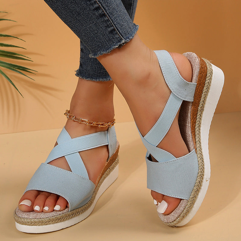 Monique - Keilsandalen Kreuzriemen Plattform Gladiator