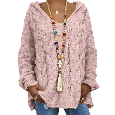 Damen KABELSTRICK HOODIE PULLOVER | MODISCHER, BEQUEMER, VIELSEITIGER