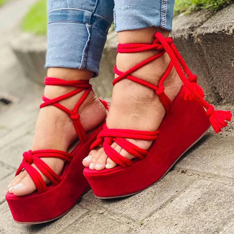 Mocarra | Plateau-Sandalen mit Gekreuzter Krawatte