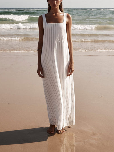 Mocarra | Einfaches Nadelstreifen-Kleid am Meer
