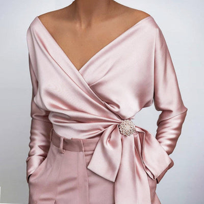 Mocarra | Satin sexy Top Spitzenbluse