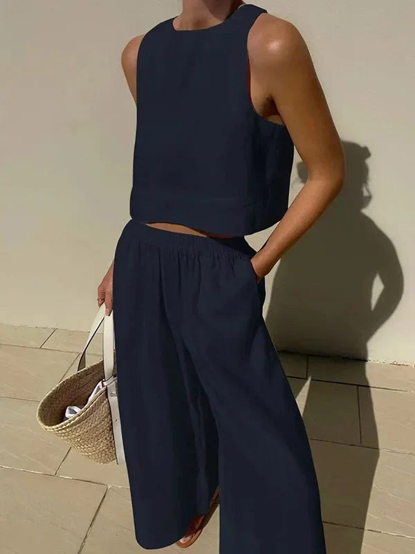 Mocarra | Ärmellose Weste, Hose mit weitem Bein, 2-teiliges Set
