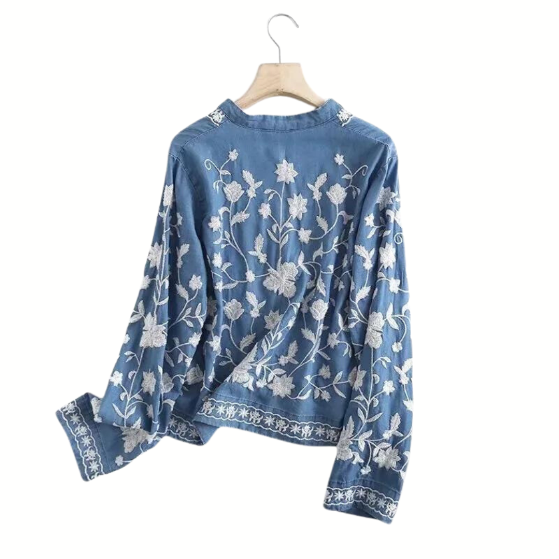 Mocarra | Denim Bloom Strickjacke