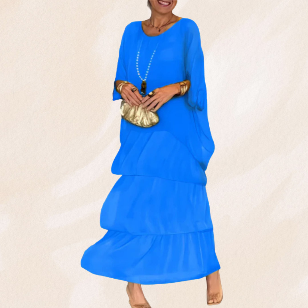 Elvéra – Fließendes Maxikleid mit Rundhalsausschnitt