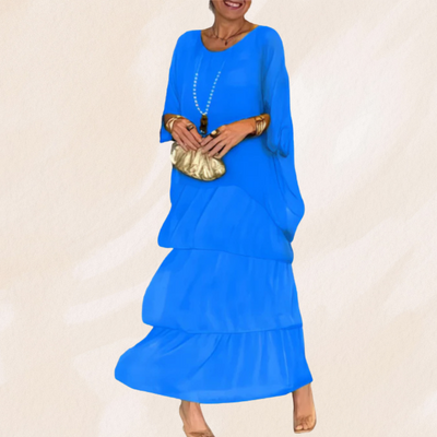 Elvéra – Fließendes Maxikleid mit Rundhalsausschnitt