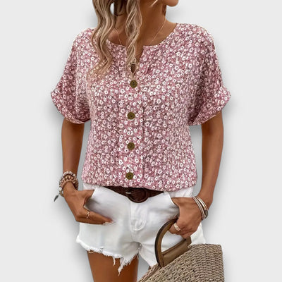 Mirena – Bluse mit floralem Muster und Knopfleiste