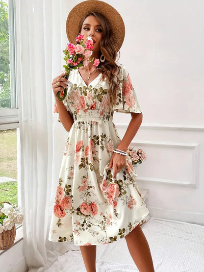 Mercy - Sommerkleid V-Ausschnitt Blumenmuster