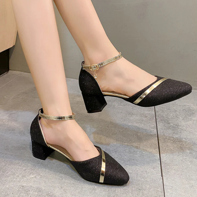 LUMIE - Elegante Glitzerpumps mit Goldakzent – Für deinen glanzvollen Auftritt