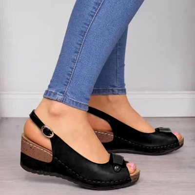 Duchesse -  Keilsandalen mit Schleifendetail