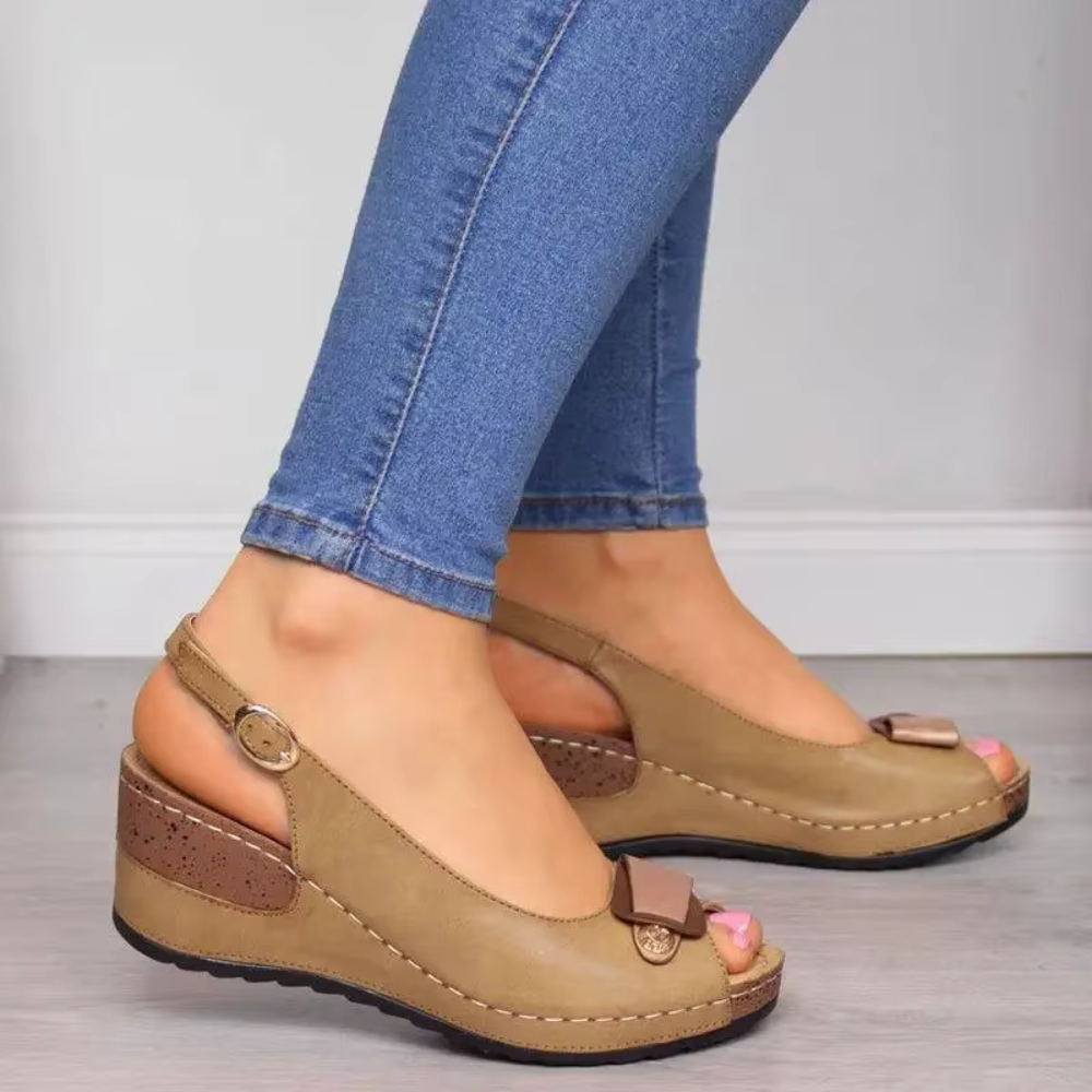 Duchesse -  Keilsandalen mit Schleifendetail