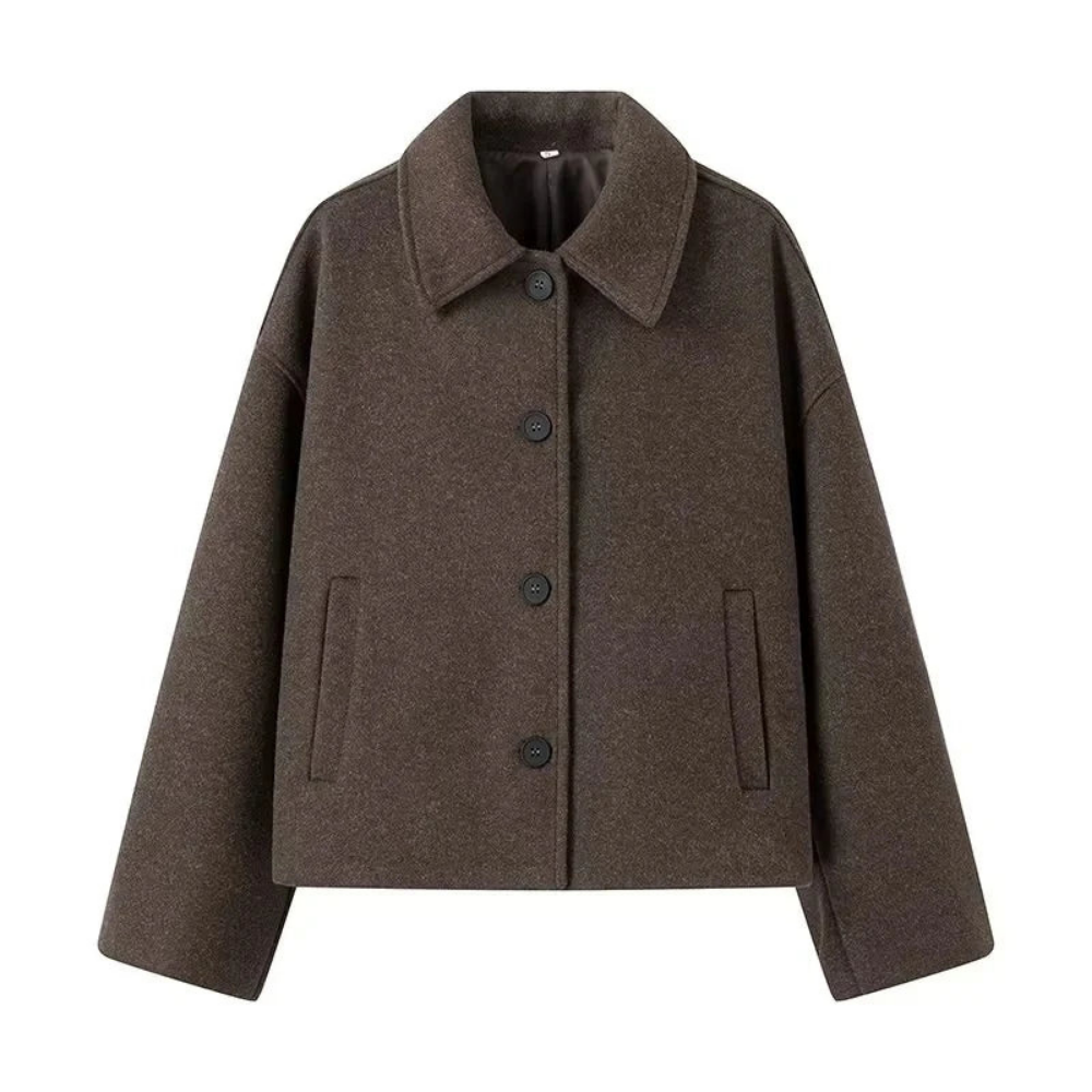 NOHEE - Oversized Kurzjacke in Dunkelbraun – Minimal Chic für die kalte Saison