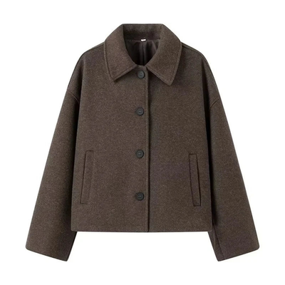 NOHEE - Oversized Kurzjacke in Dunkelbraun – Minimal Chic für die kalte Saison