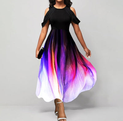 SpringStil® - Kunstvolles Midikleid mit drapierten Ärmeln und kalten Schultern