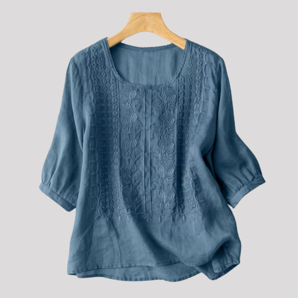 Aurélie –  Bluse in Weiß mit Stickerei