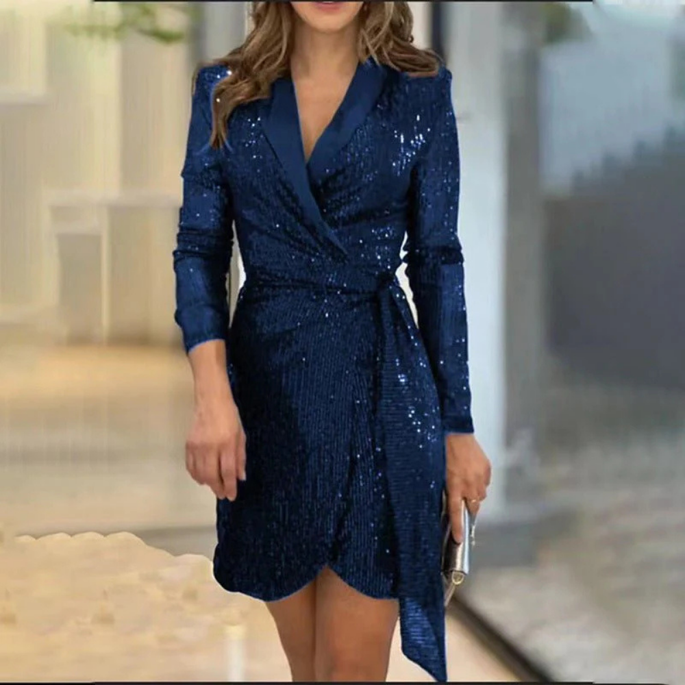 NOURIE - Elegantes Pailletten-Wickelkleid – Dein Auftritt bei Nacht