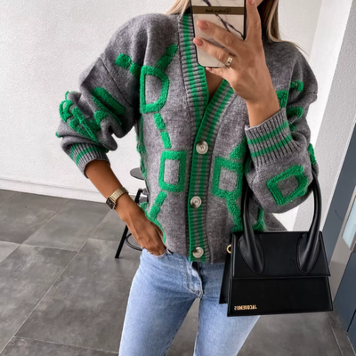 Calie – Oversize-Cardigan mit modernem Muster