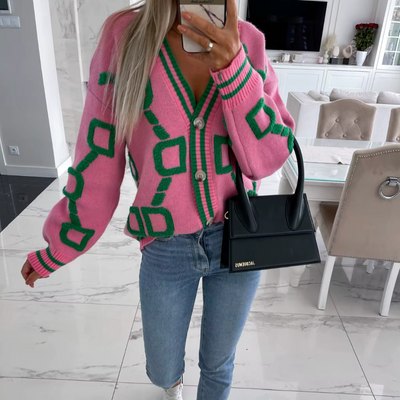 Calie – Oversize-Cardigan mit modernem Muster
