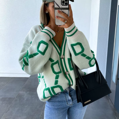 Calie – Oversize-Cardigan mit modernem Muster