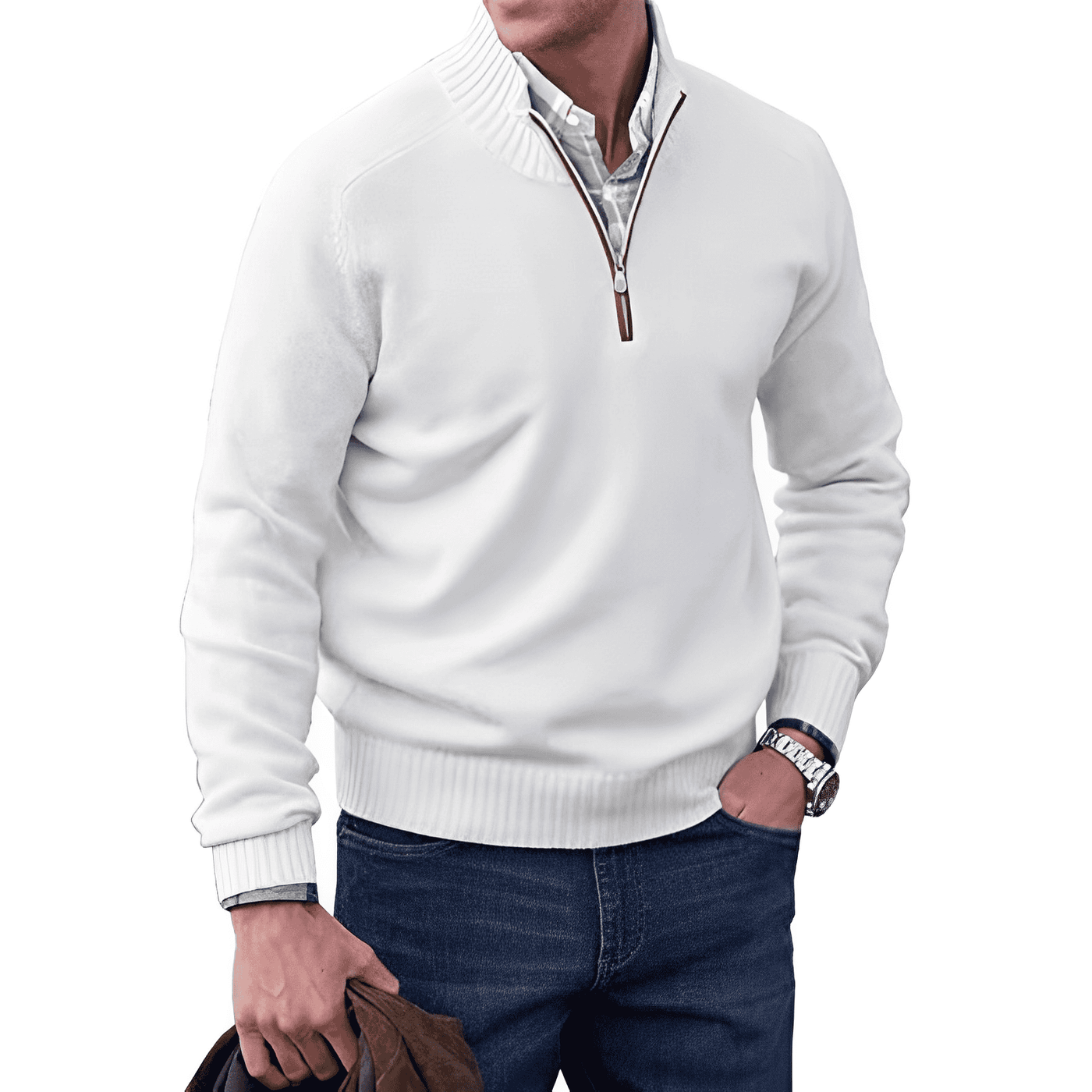 Mocarra | Eleganter Kaschmir-Gefühl Pullover mit Reißverschluss