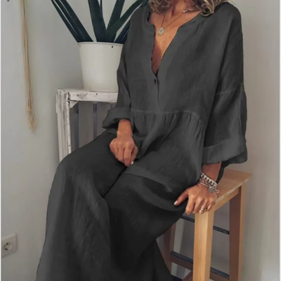 Eliana – Luftiges Maxikleid mit V-Ausschnitt