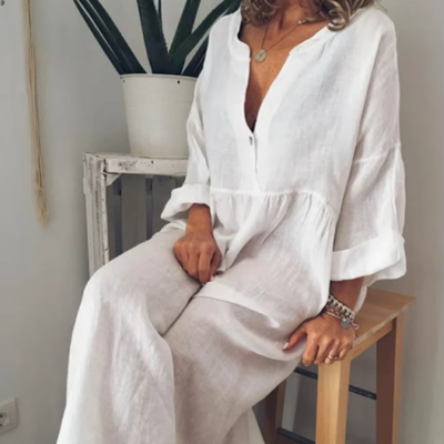 Eliana – Luftiges Maxikleid mit V-Ausschnitt