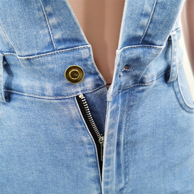 Mocarra | Nachtclub Frauen hohe elastische Denim Jumpsuit Sommer