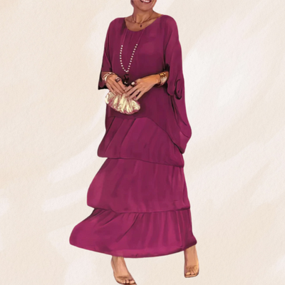 Elvéra – Fließendes Maxikleid mit Rundhalsausschnitt