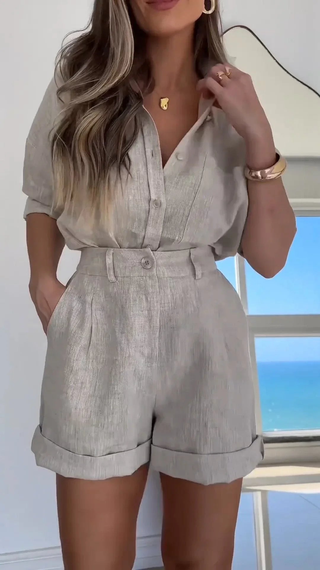 Mocarra | Sommer Casual Baumwolle Leinen 2 Stück Set