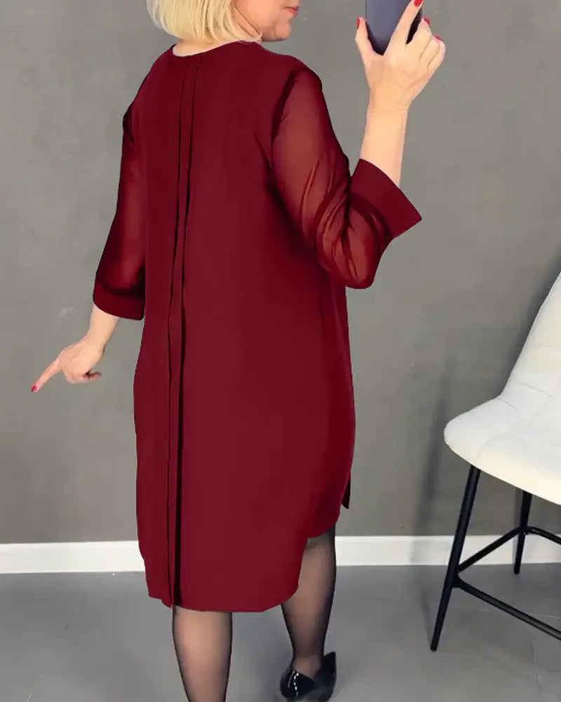Mocarra | Gerades Kleid mit halben Ärmeln