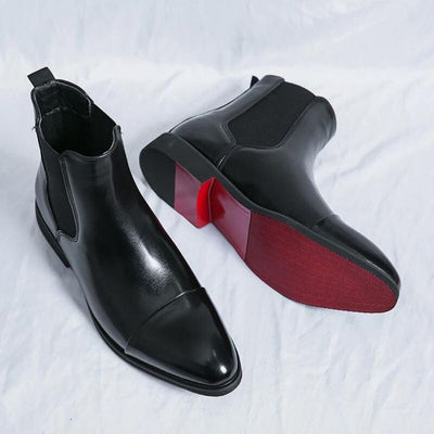 Mocarra | Glänzende braune Chelsea-Lederstiefel für Männer