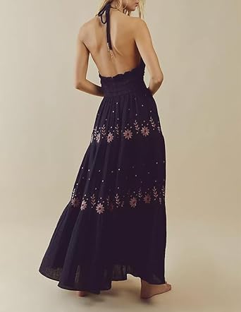 Mocarra | Boho Fließendes Gestuftes Maxikleid