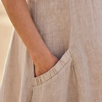 Fudus | Ärmelloses Kleid aus 100% Baumwolle und Leinen für Damen