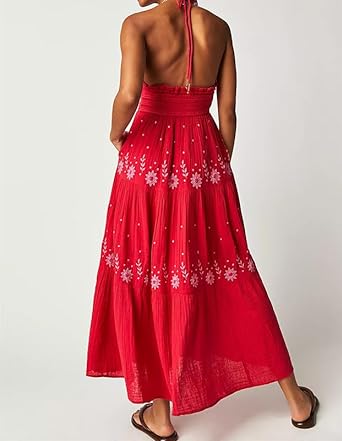 Mocarra | Boho Fließendes Gestuftes Maxikleid