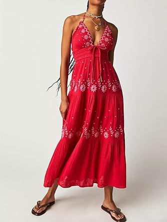 Mocarra | Boho Fließendes Gestuftes Maxikleid