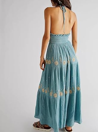 Mocarra | Boho Fließendes Gestuftes Maxikleid