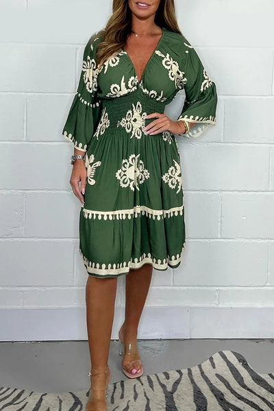 Mocarra | Bedrucktes Sommerkleid mit V-Ausschnitt