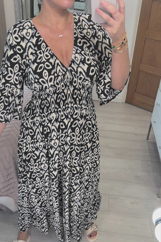 Mocarra | V-Ausschnitt Bohemian Langes Kleid