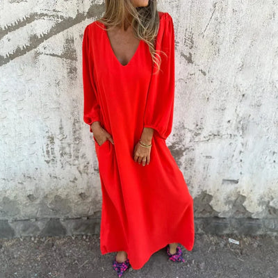 Mocarra | Lockeres Sommerkleid mit V-Ausschnitt und Laternenärmeln