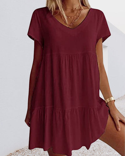 Tracey - Summer Breeze: Entspanntes Kleid aus Baumwollmischung mit kurzen Ärmeln und Rüschendetails