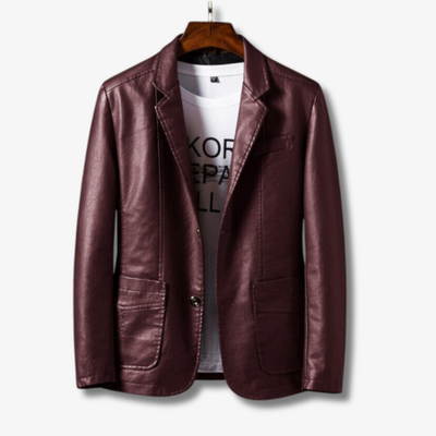 Mocarra | Retro braune Lederjacke mit Knopfverschluss