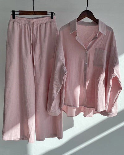 Geneva - Chic Baumwollmischung Bluse & Hose Set - Vielseitig, Bequem, Stilvoll