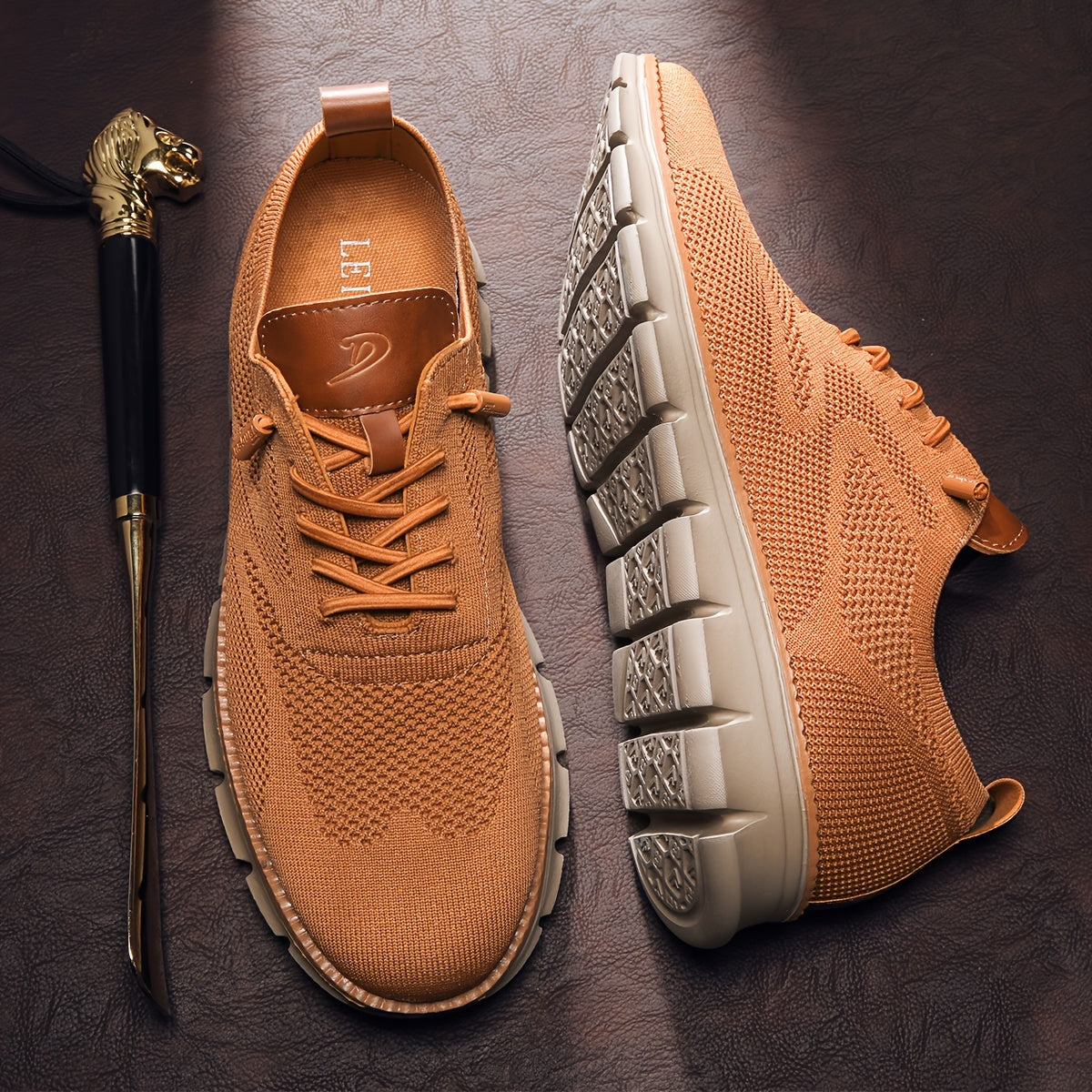 Harris - Karamellfarbene Strick-Sneaker für Herren