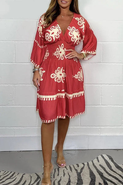 Mocarra | Bedrucktes Sommerkleid mit V-Ausschnitt